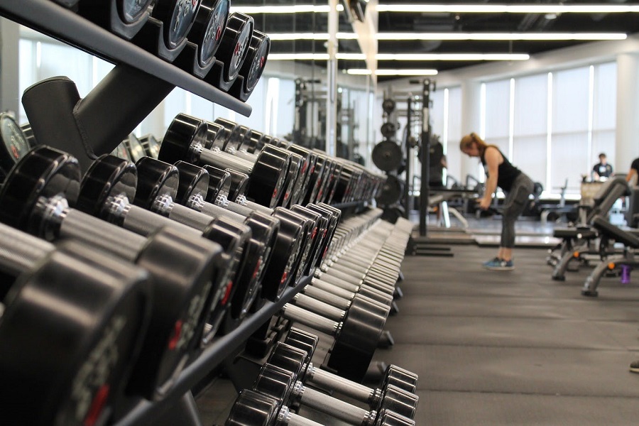 fitness center with weights